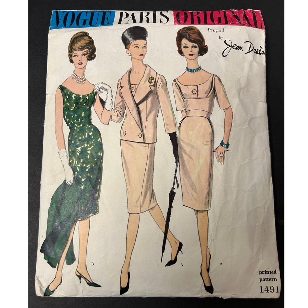 Vintage‎ 60s Vogue Sewing Pattern 1491 Jean Desses Dress Jacket Size 10 HTF RARE